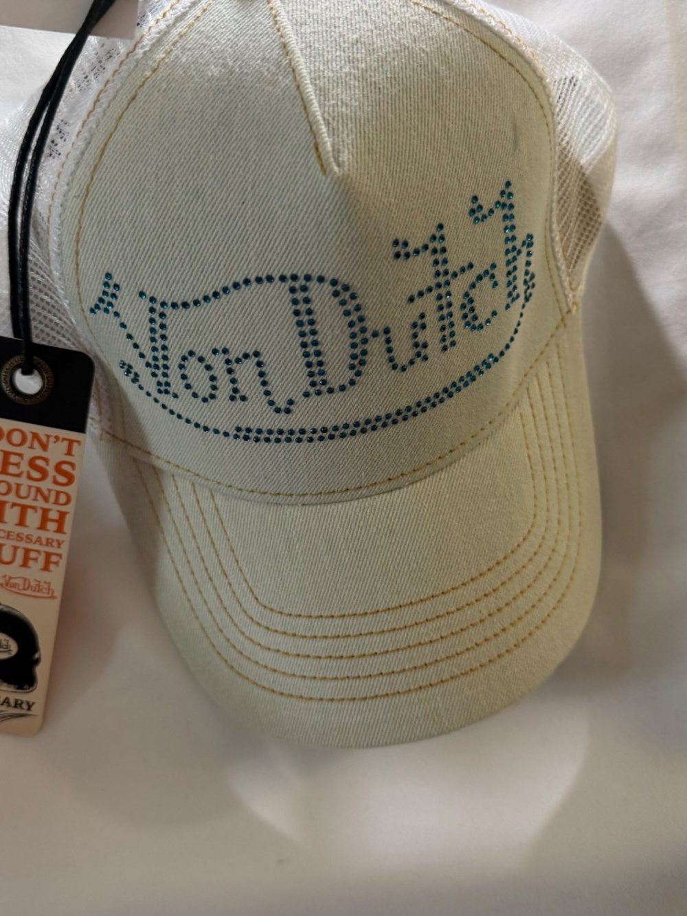 NEW Light Stone Denim Snapback Trucker Hat by Von Dutch - Picture 2 of 6